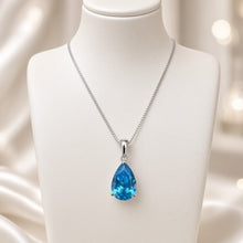 Exquisite Handmade Teardrop Blue Topaz Statement Necklace | 20×8mm Pear Sterling Silver, Hypoallergenic | Limited Edition Spanish Craftsmanship