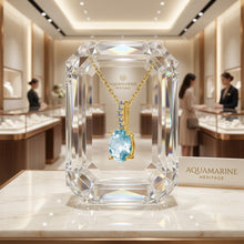 Ocean Light” Aquamarine Necklace – Sterling Silver with 14K Gold Plating