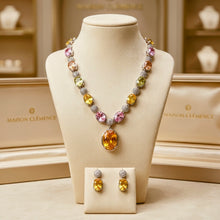 Handmade Sterling Silver Multi Gemstone Necklace Set – Citrine, Peridot, Rose Quartz & Morganite | Statement Healing Jewelry
