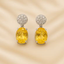 Handmade Sterling Silver Citrine and White Quartz Earrings on Luxury Cream Box