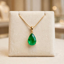 Exquisito Collar de Lágrima de Esmeralda Nano de Edición Limitada en Plata de Ley sin Níquel Chapada en Oro de 18K – Joyería Artesanal Española por Curación Holística | Colgante de Sanación Holística