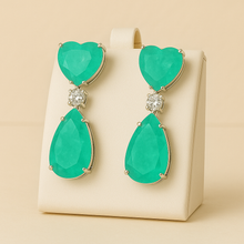 Paraiba Tourmaline Heart & Drop Earrings | Handmade Statement Earrings in Sterling Silver | Curación Holística - Curacíon Holística