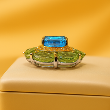 Handmade Peridot & Swiss Blue Topaz Necklace – 925 Sterling Silver Statement Pendant – Exclusive Healing Jewelry - Curacíon Holística