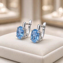Exquisite Handmade Aquamarine Statement Earrings | 8×10mm Oval Sterling Silver, Hypoallergenic | Limited Edition Spanish Craftsmanship