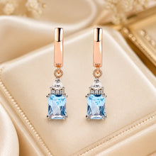 Curacion Holistica Natural Aquamarine Drop Earrings Rose Gold Plated Sterling Silver Handmade Luxury Hoops 7x5mm Gem