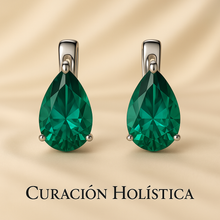 Handmade Nano-Emerald Drop Earrings Sterling Silver | Artisan Statement Jewelry | Curación Holística | Exclusive Boho Elegance | 90-Day Guarantee - Curacíon Holística
