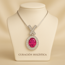 	Jewelry brand packaging for Curación Holística ruby pendant