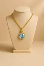 Elegant Aquamarine Sterling Silver Necklace | Gold-Plated Handmade Boho Jewelry | Healing Energy | Curación Holística - curacionholistica