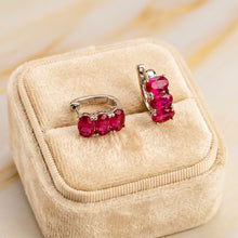 Handmade Ruby Rose Hoop Earrings Sterling Silver 925 | Statement Ruby Earrings Spanish Craftsmanship Curación Holística