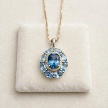 Exquisite Limited Edition Handmade Natural Aquamarine & London Blue Topaz Statement Necklace | Sterling Silver with Gold Accents | Hypoallergenic Spanish Craftsmanship