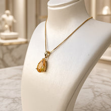 Collar Exclusivo Hecho a Mano con Citrino en Forma de Lágrima – Plata de Ley Bañada en Oro de 18K (Sin Níquel) Colgante Llamativo | Edición Limitada por Curación Holística