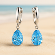 Aquamarine Teardrop Earrings – Sterling Silver | Boho Elegance Handmade in Spain - curacionholistica