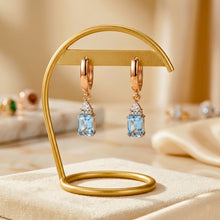 Curacion Holistica Natural Aquamarine Drop Earrings Rose Gold Plated Sterling Silver Handmade Luxury Hoops 7x5mm Gem