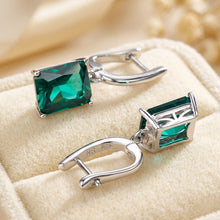 Luxury Nano Emerald Drop Earrings 925 Sterling Silver | Handmade Green Gemstone Dangle Earrings | Boho Elegant Jewelry Gift for Women