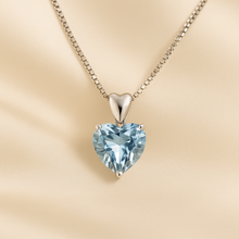 Heart-shaped aquamarine pendant necklace in sterling silver
