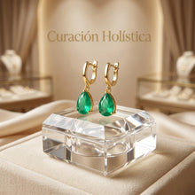 Juego de Collar y Pendientes de Lágrima Nano Esmeralda | Plata de Ley Chapada en Oro de 18k Hecho a Mano | Serie Lágrima Edición Limitada Curación Holística