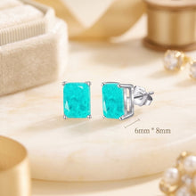 Exclusive Handmade Paraiba Tourmaline Studs - 925 Sterling Silver - 8x6mm Emerald Cut