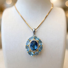 Exquisite Limited Edition Handmade Natural Aquamarine & London Blue Topaz Statement Necklace | Sterling Silver with Gold Accents | Hypoallergenic Spanish Craftsmanship