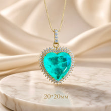 Collar Corazón de Turmalina Paraíba Hecho a Mano Exclusivo | Colgante llamativo de Plata de Ley Chapado en Oro de 20×20 mm | Serie Limitada Curación Holística