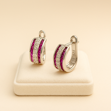 “Elegant silver earrings with healing gemstones for women – side angle”