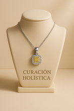 Close-up of Cushion Cut Citrine Pendant Surrounded by White Quartz Stones”