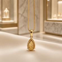 Collar Exclusivo Hecho a Mano con Citrino en Forma de Lágrima – Plata de Ley Bañada en Oro de 18K (Sin Níquel) Colgante Llamativo | Edición Limitada por Curación Holística