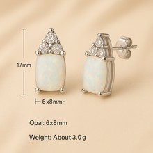 Elegant white opal earrings with triangle quartz accents