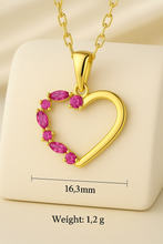 	Exclusive Gold Heart Pendant Necklace with Ruby Gemstones