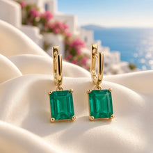 Handmade Nano Emerald Statement Earrings | 8x10mm Emerald Cut | 18K Gold Plated Sterling Silver | Hypoallergenic Limited Edition Spanish Craftsmanship