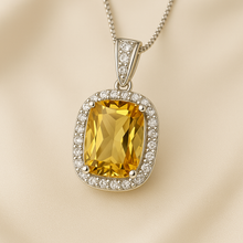 Luminous yellow citrine pendant for abundance and clarity