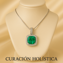	Jewelry box with pendant labeled Curación Holística