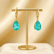 Pendientes de gota de turmalina Paraiba exclusivos de edición limitada • Plata de ley bañada en oro de 18K • Artesanía española hecha a mano por Curación Holística