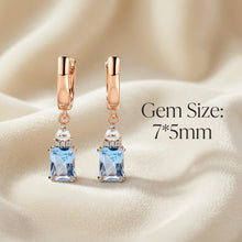 Curacion Holistica Natural Aquamarine Drop Earrings Rose Gold Plated Sterling Silver Handmade Luxury Hoops 7x5mm Gem