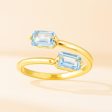 Celestial Calm: Natural Aquamarine Adjustable Ring in Gold-Plated Sterling Silver – Handmade Statement of Elegance & Healing” - Curacíon Holística