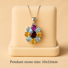 Mediterranean Handmade Sterling-Silver Necklace • Natural Garnet, Amethyst, Citrine & Aquamarine • Unique Statement Pendant by Curación Holística - Curacíon Holística