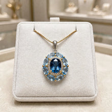 Exquisite Limited Edition Handmade Natural Aquamarine & London Blue Topaz Statement Necklace | Sterling Silver with Gold Accents | Hypoallergenic Spanish Craftsmanship