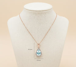 Exquisite Natural Sky Blue Topaz Necklace with White Quartz - Handmade Sterling Silver Jewelry - Curacíon Holística