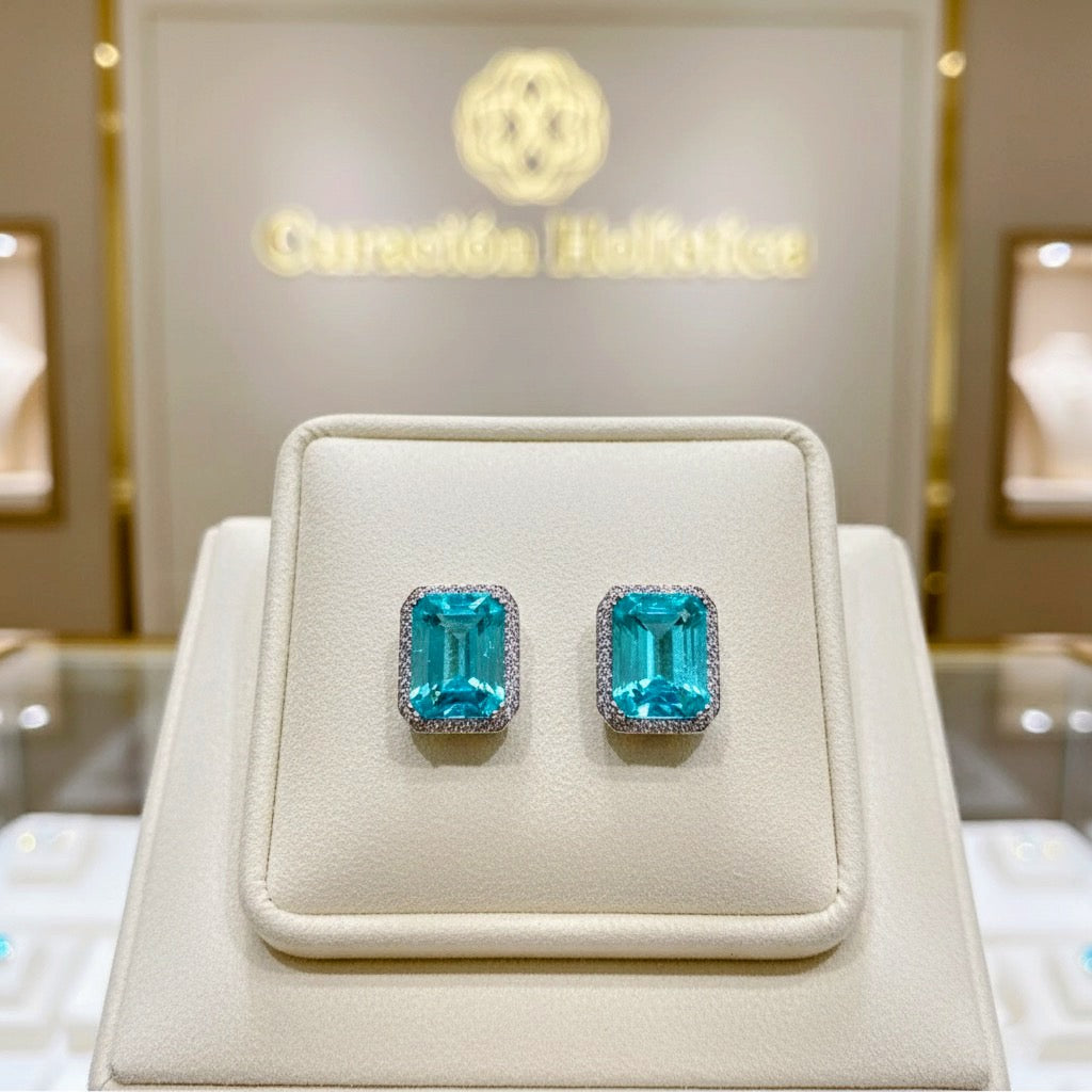 Oceanic Glow: Handcrafted Paraiba Tourmaline Earrings