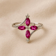 Boho Ruby & White Quartz Adjustable Ring Sterling Silver | Spiritual Healing Statement Jewelry by Curación Holística - Curacíon Holística