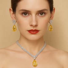 “Full jewelry set including necklace and earrings – elegant composition, Beautiful model wear Citrine jewelry set