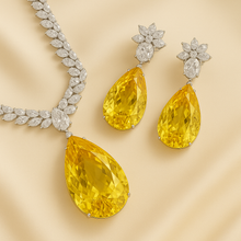 “Full  Citrine jewelry set including necklace and earrings – elegant composition