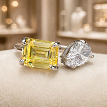 Anillo ajustable de citrino y cuarzo blanco en plata de ley. Exclusividad artesanal de Curación Holística.