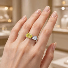Anillo ajustable de citrino y cuarzo blanco en plata de ley. Exclusividad artesanal de Curación Holística.