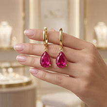 Handmade Ruby Rose Teardrop Earrings 18K Gold Plated Sterling Silver 925 | Limited Edition Curación Holística | Spanish Artisan Craftsmanship