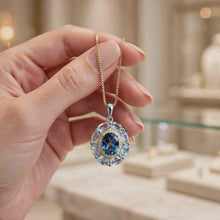 Exquisite Limited Edition Handmade Natural Aquamarine & London Blue Topaz Statement Necklace | Sterling Silver with Gold Accents | Hypoallergenic Spanish Craftsmanship