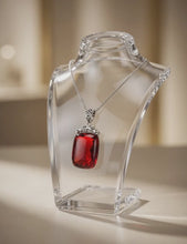 Handmade Tibetan Ruby Necklace 925 Silver – Phoenix & Lotus Symbol Back – Spiritual Protection, One of a Kind, Artisan Jewelry