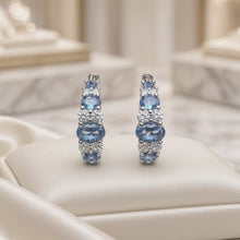 Pendientes de aro artesanales con aguamarina y cuarzo blanco en plata de ley sin níquel | Serie limitada de artesanía española