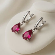 Handmade Sterling Silver Rubi Rose Teardrop Earrings | Spanish Craftsmanship | Curación Holística Statement Jewelry