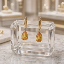 Pendientes Exclusivos de Citrino en Forma de Lágrima Hechos a Mano – Plata de Ley Chapada en Oro de 18K (Libre de Níquel) Pendientes Llamativos | Edición Limitada por Curación Holística