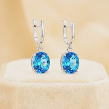 Royal Blue Topaz Dangle Earrings 925 Sterling Silver Handcrafted in Spain